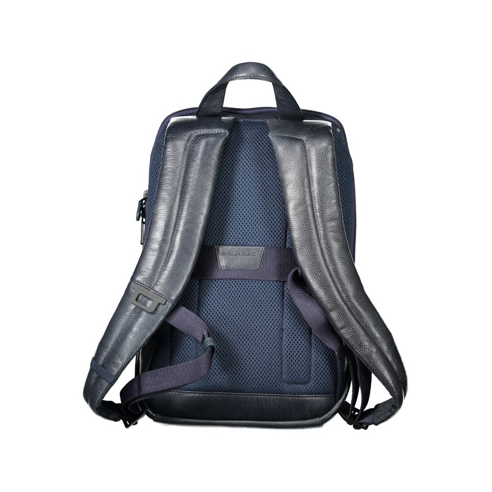 Blue Leather Men Backpack