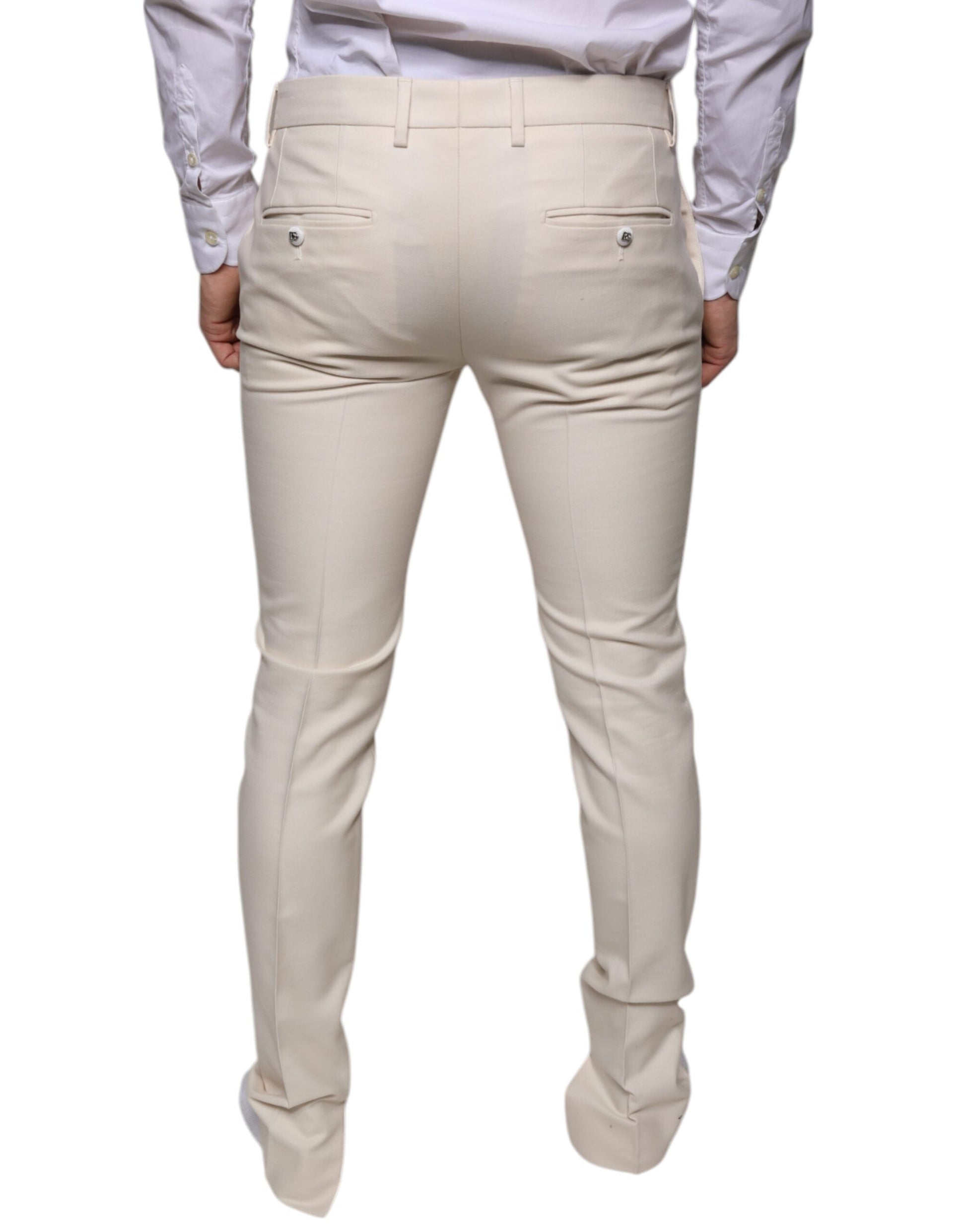 Off White Chino Wool Skinny Pants