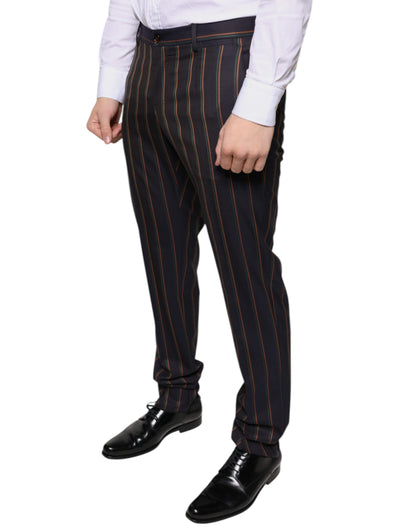 Brown Stripes Skinny Men Dress Pants