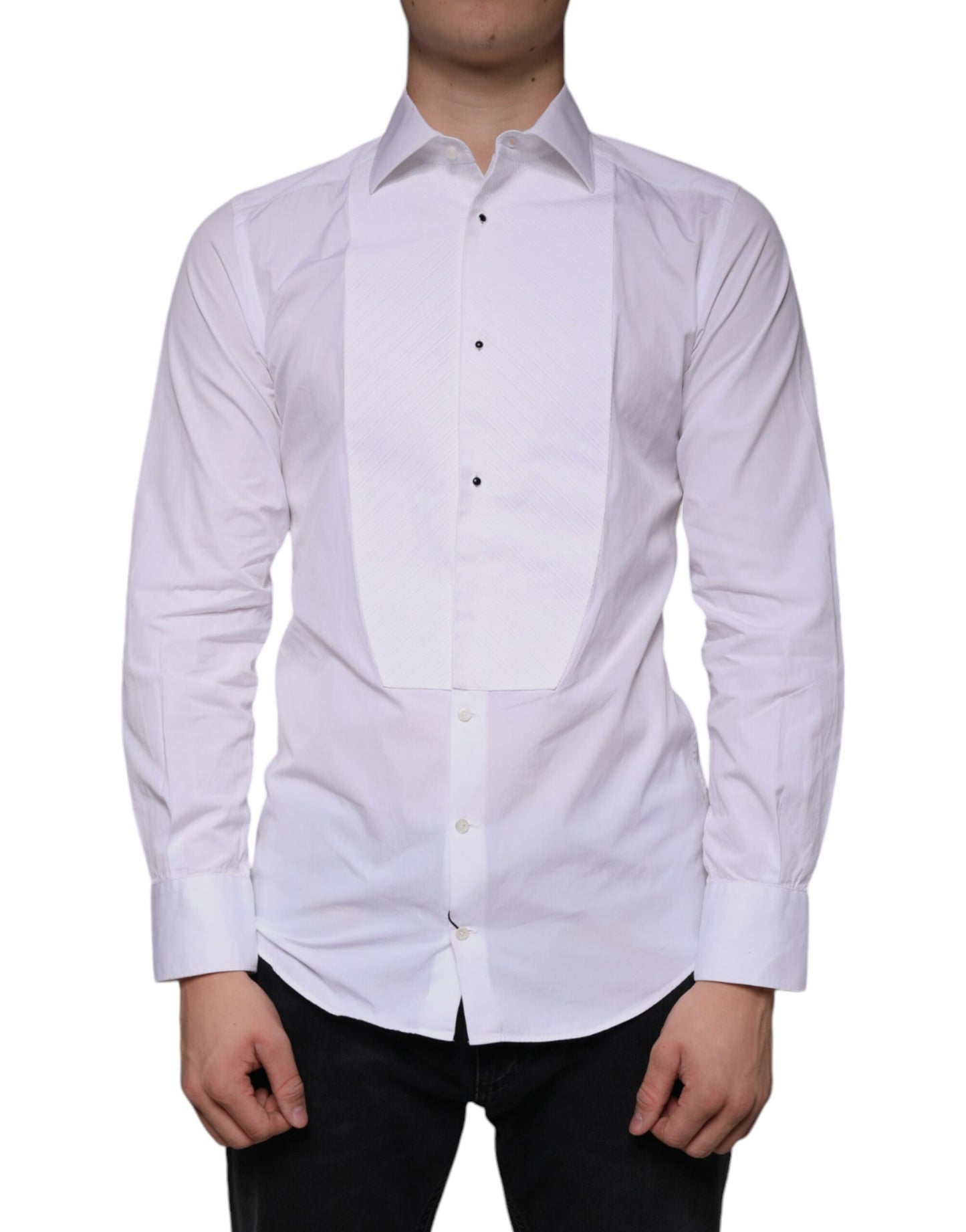 White Bib Cotton Poplin GOLD Men Formal Shirt