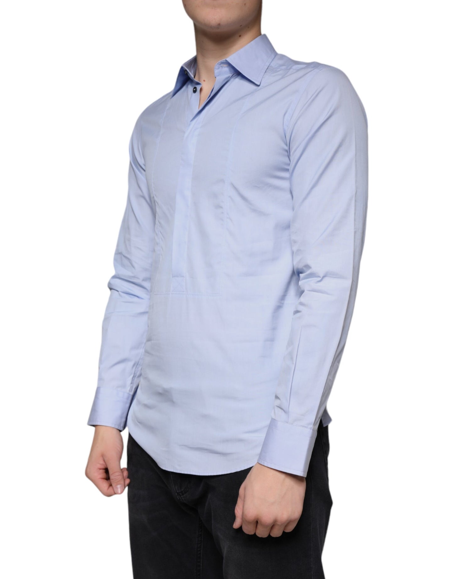 Light Blue Cotton Men Dress Formal Shirt