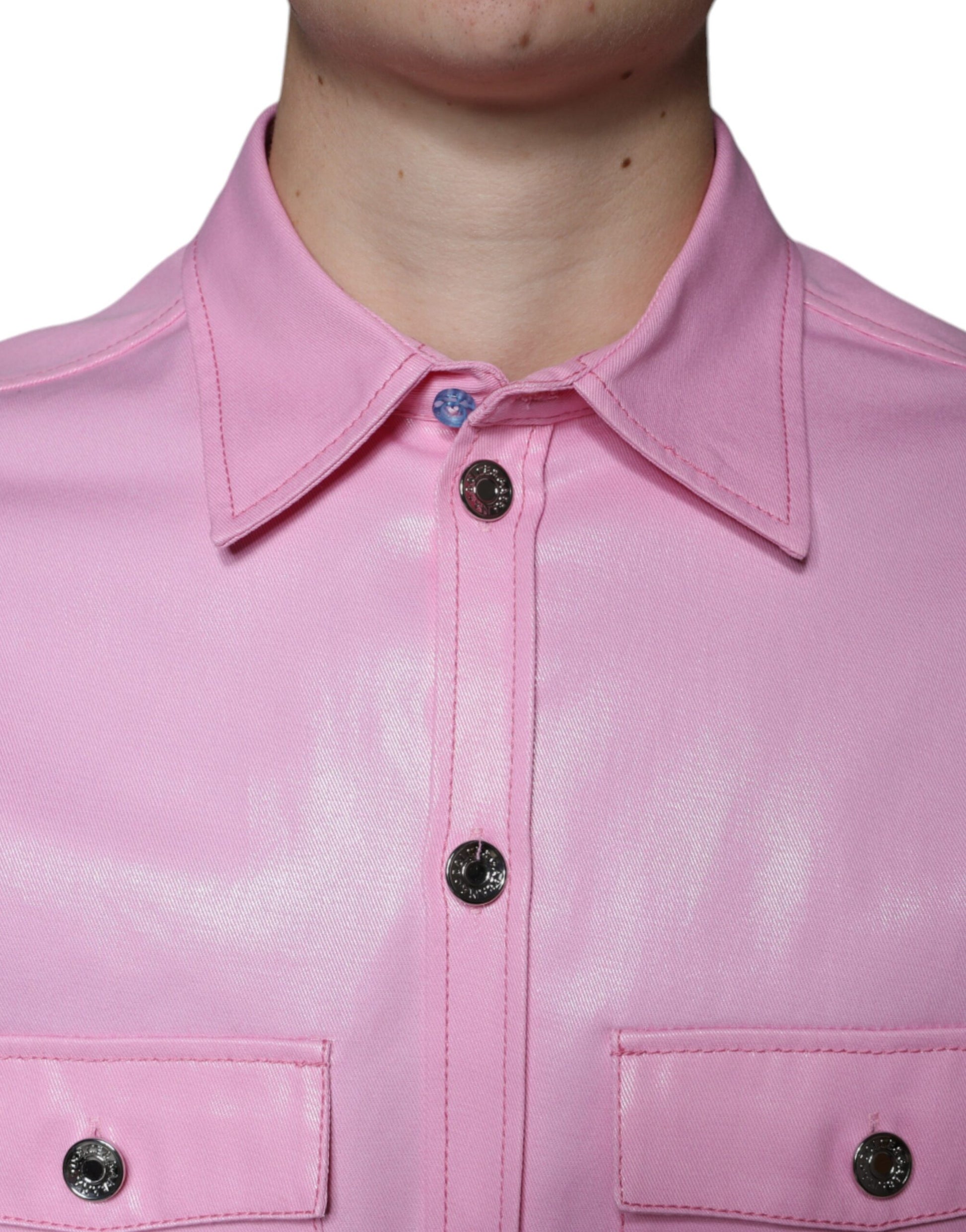 Pink Cotton Collared Button Down Shirt