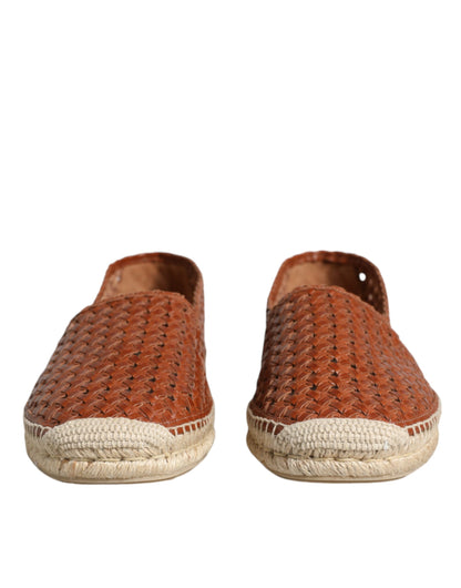 Maroon Woven Leather Men Espadrille Shoes