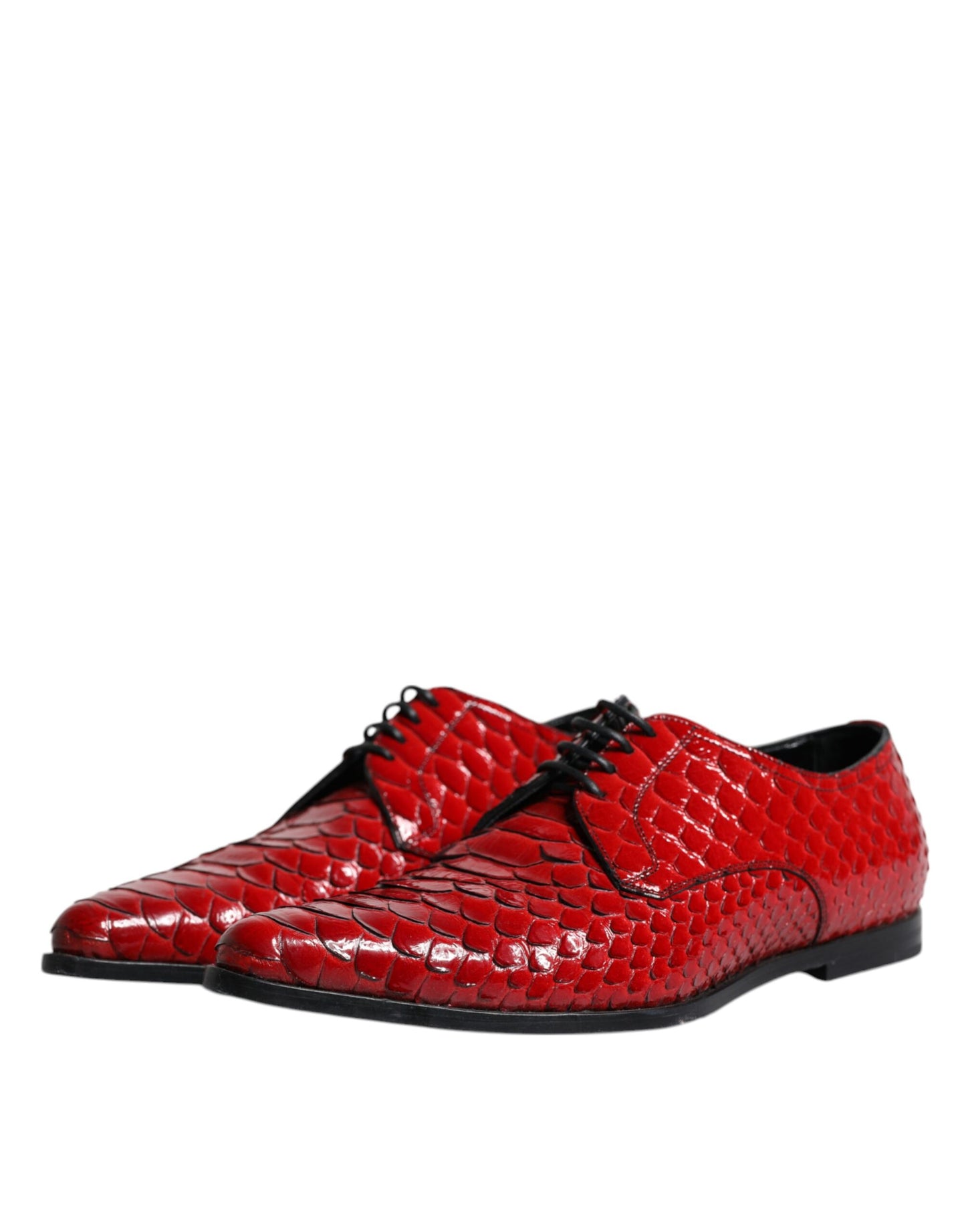 Red Textured Varnished Derby Men Formal Shoes