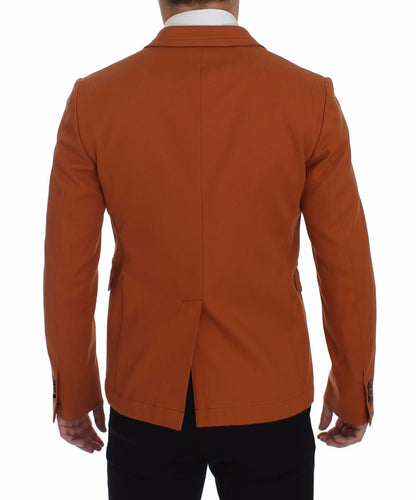 Elegant Orange Casual Cotton Blend Blazer