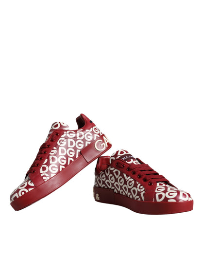 White Red Leather DG Mania Sneakers Shoes