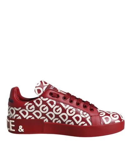 White Red Leather DG Mania Sneakers Shoes