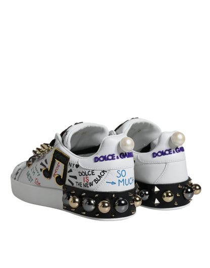 White Heart Studded Low Top Sneakers Shoes