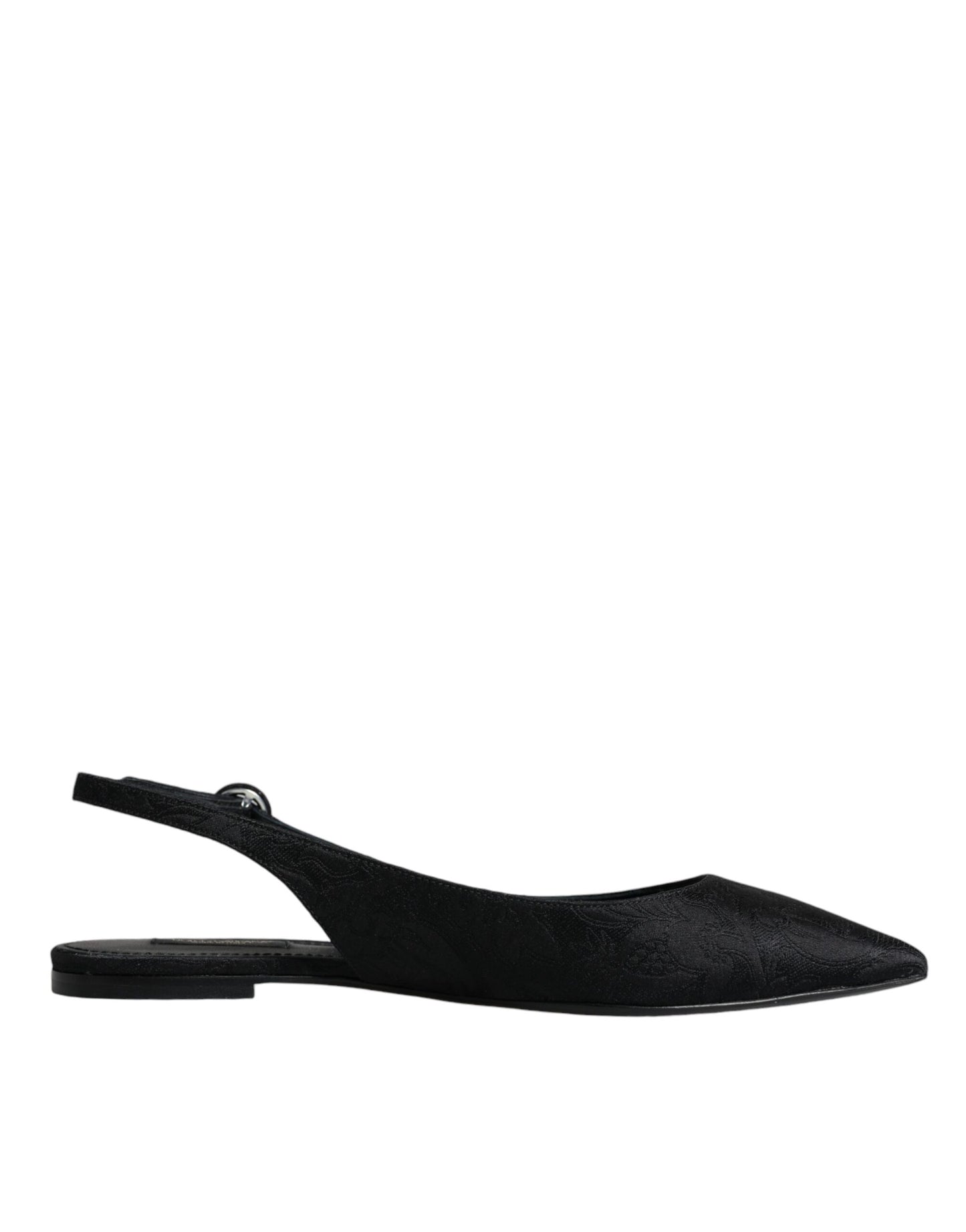 Black Brocade Flats Sandals Slingback Shoes