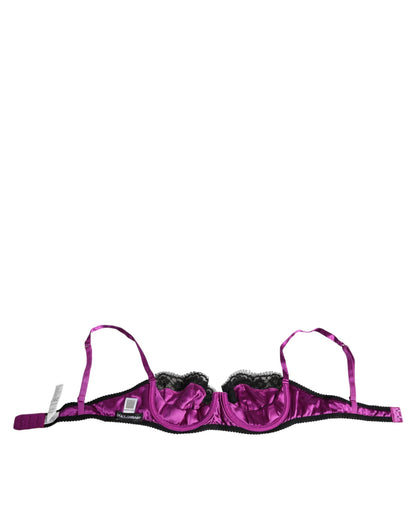 Purple Silk Underwired Balconette Bra Underwear