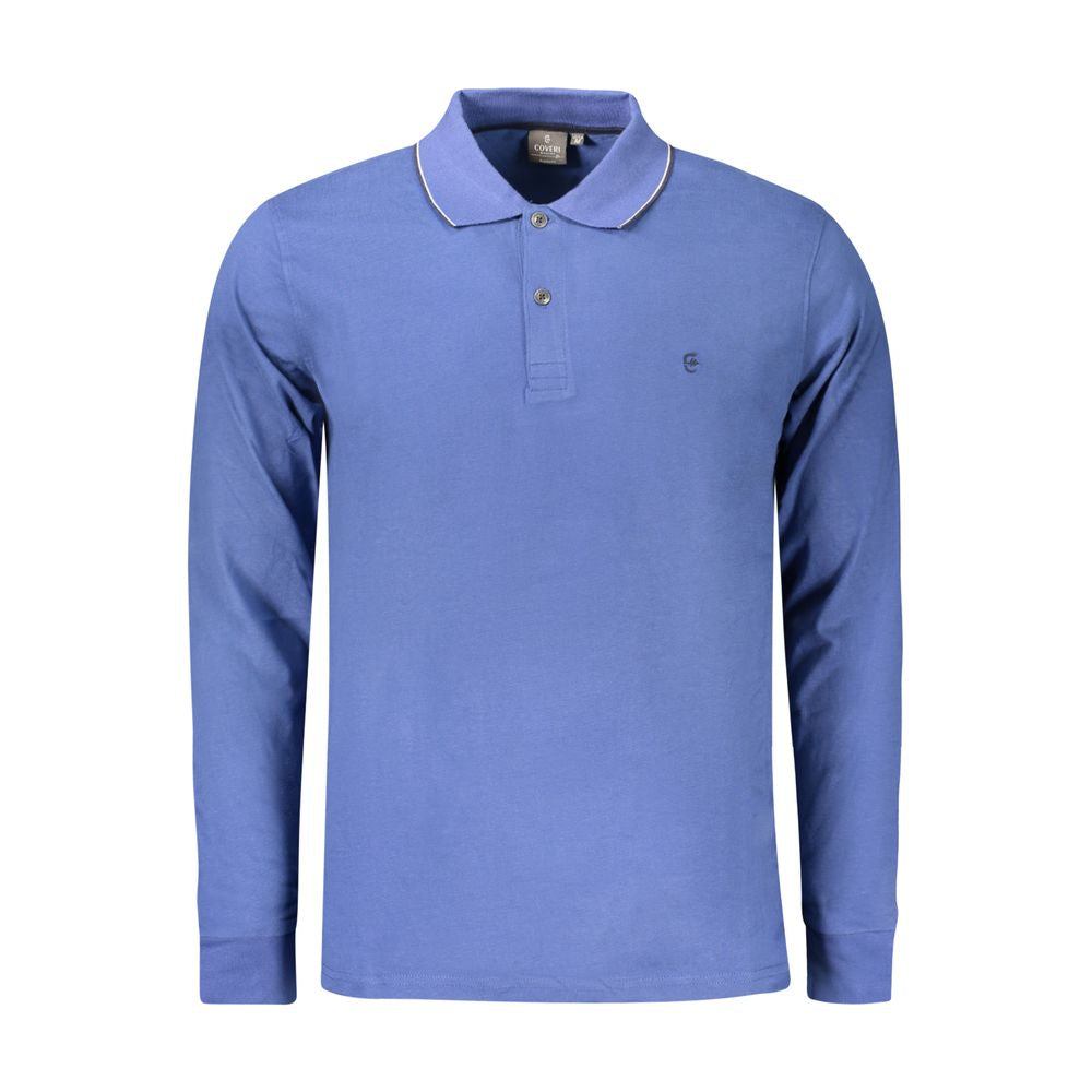 Blue Cotton Men Polo Shirt