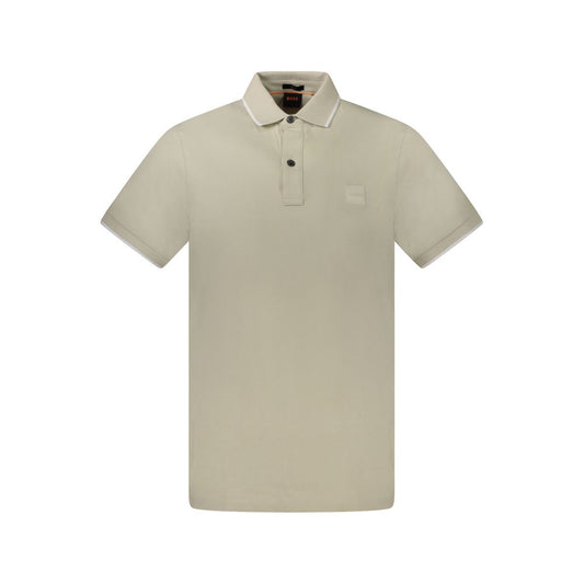 Beige Cotton Men Polo Shirt