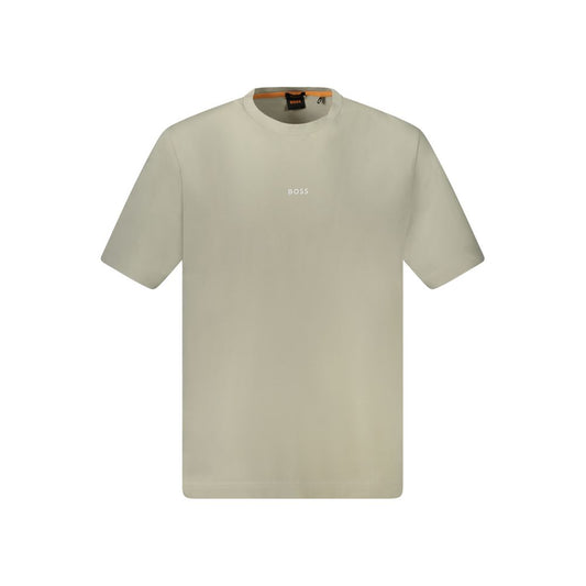 Beige Cotton Men T-Shirt