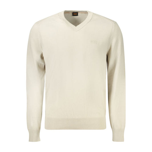 Beige Cotton Men Sweater