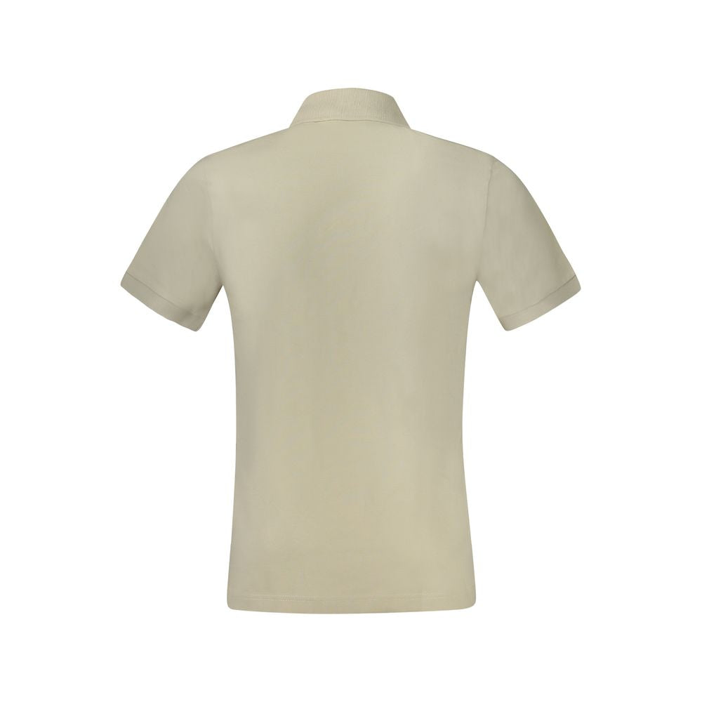 Beige Cotton Men Polo Shirt