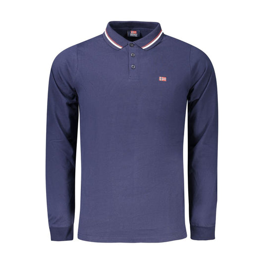 Blue Cotton Men Polo Shirt