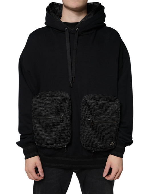 Black Hooded Pullover Men Sweatshirt Sweater