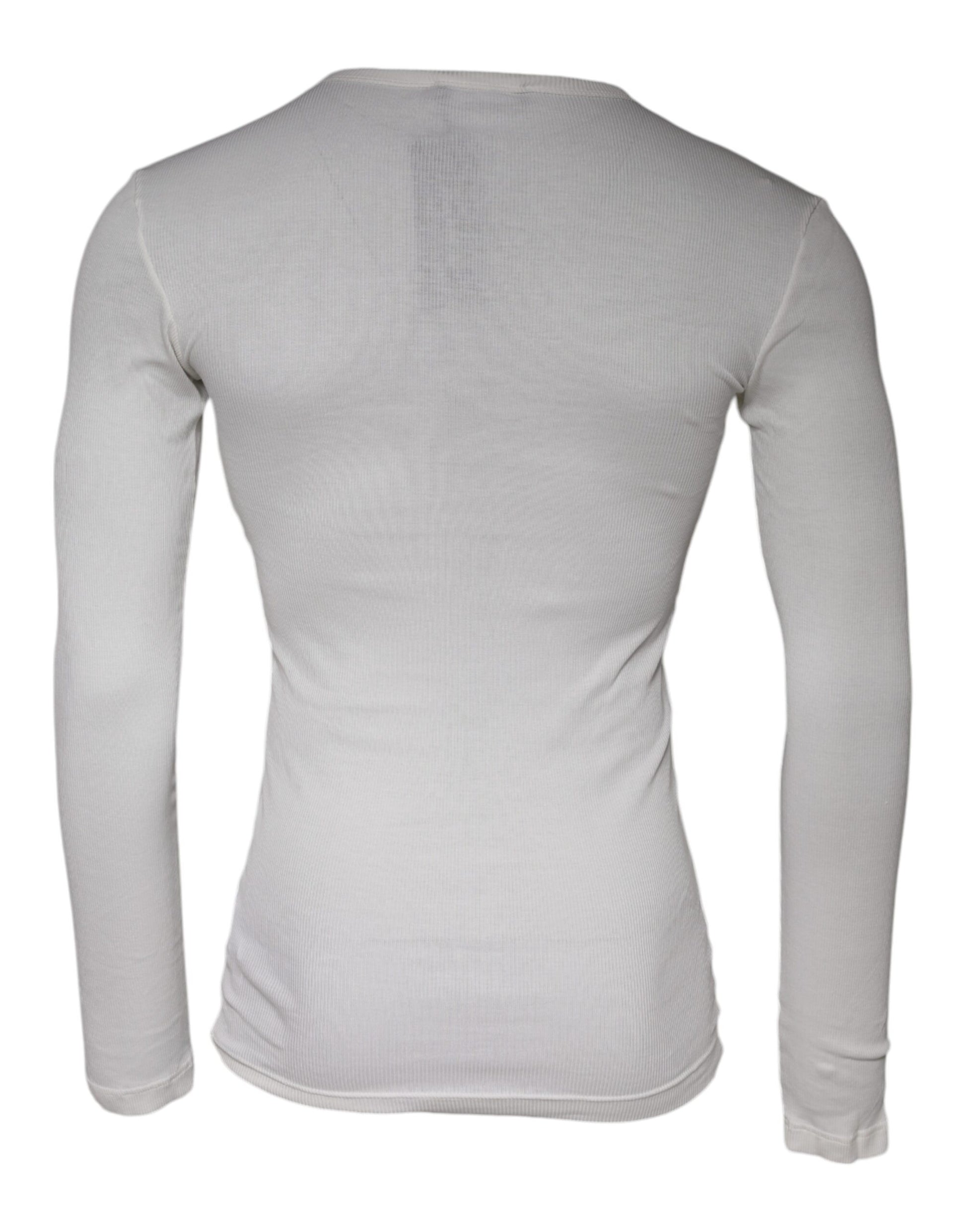 White Cotton Buttoned Long Sleeves T-shirt