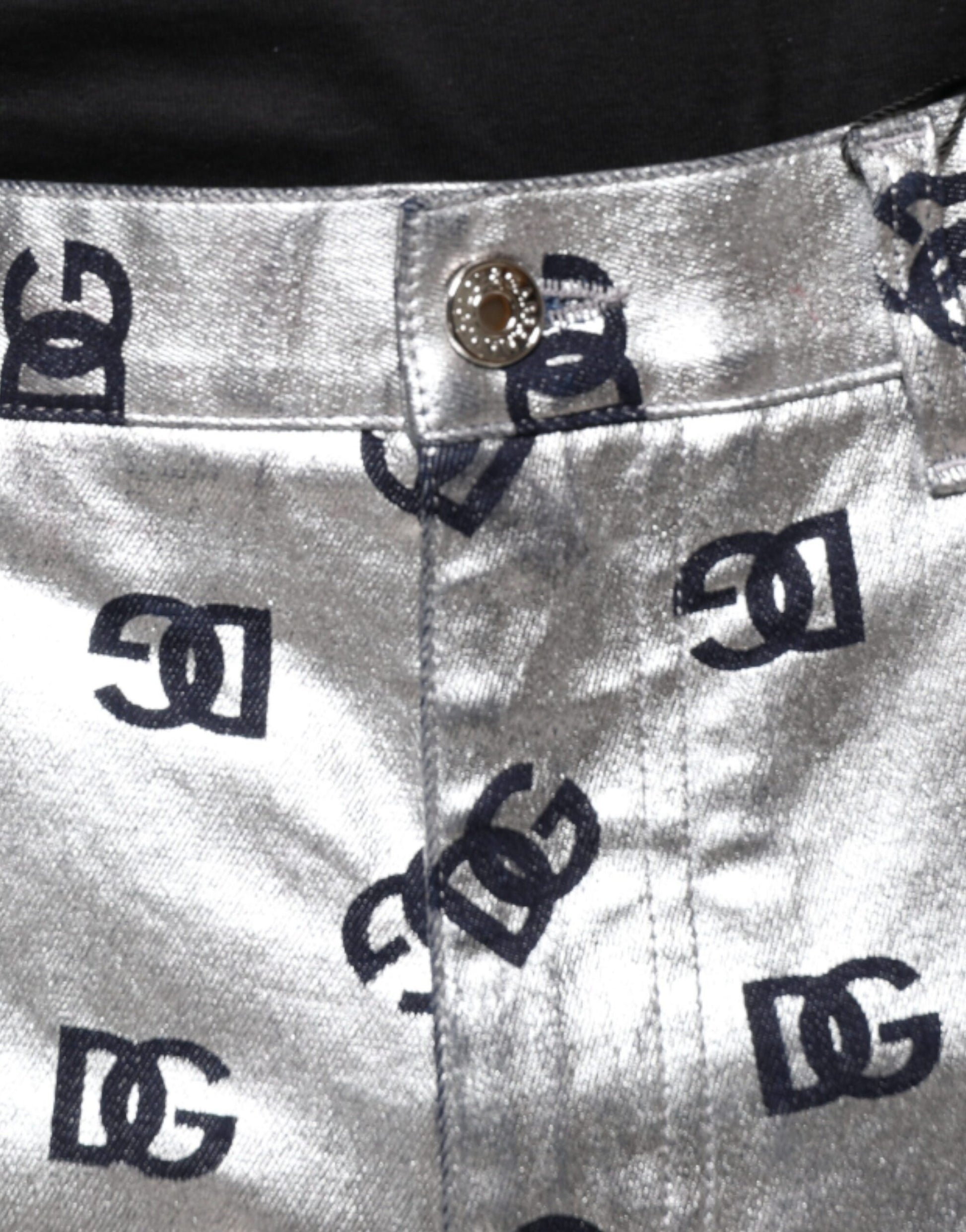 Silver DG Monogram Skinny Men Denim Jeans