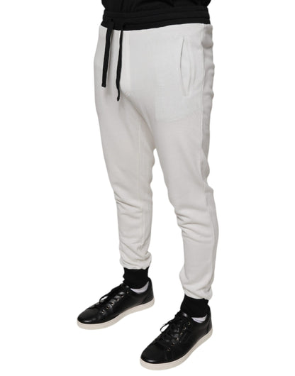 White Cotton Slim Men Jogger Sweatpants Pants