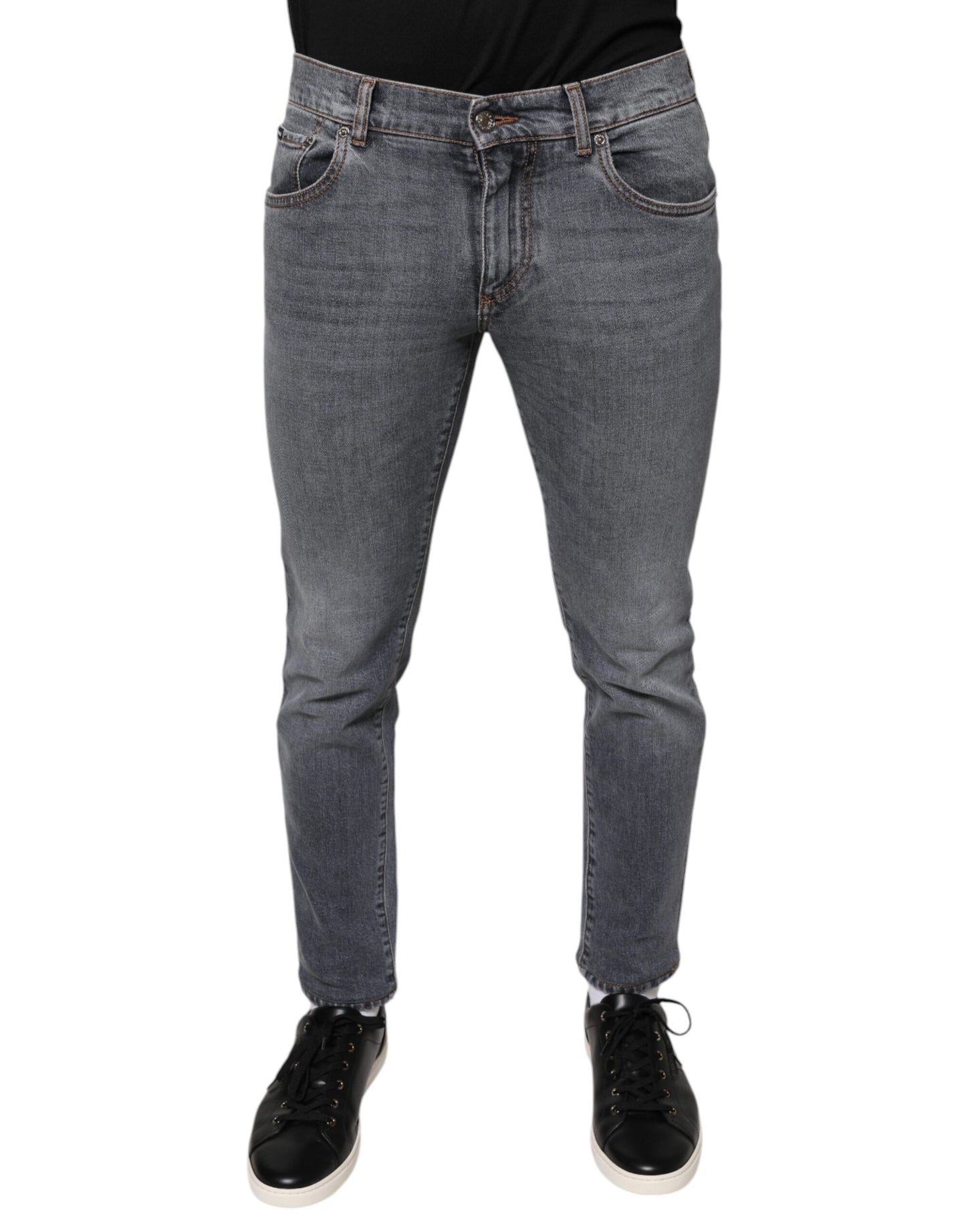 Dark Gray Cotton Stretch Skinny Denim Jeans