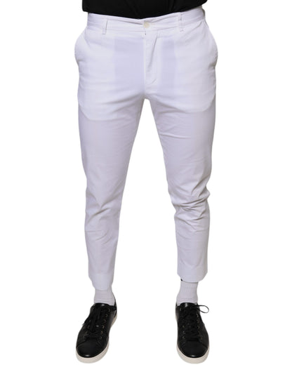 White Cotton Skinny Dress Pants