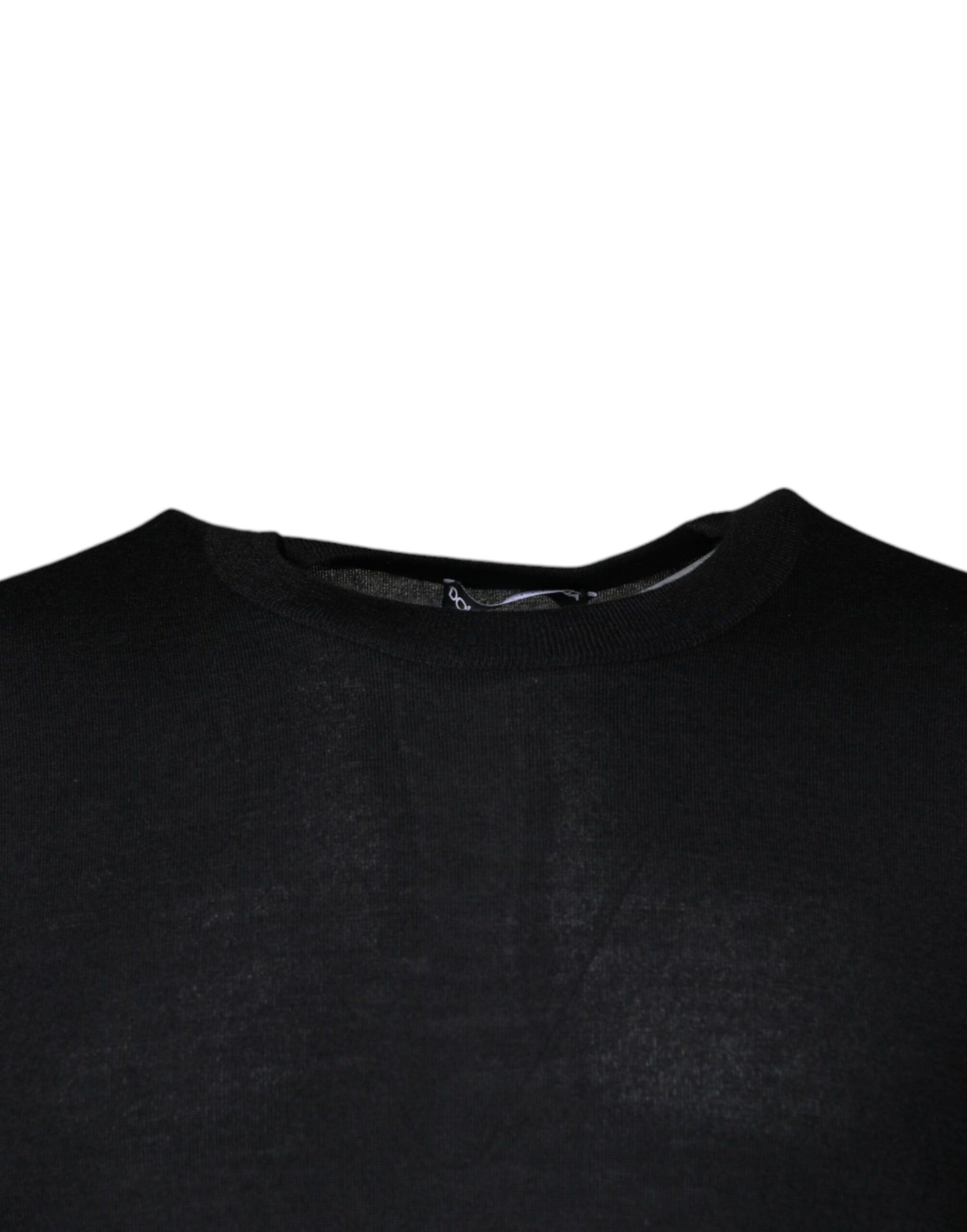 Black Cashmere Crew Neck Pullover Sweater