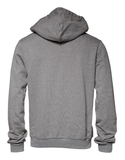 Gray Pocket Cotton Hooded Sweatshirt Sweater