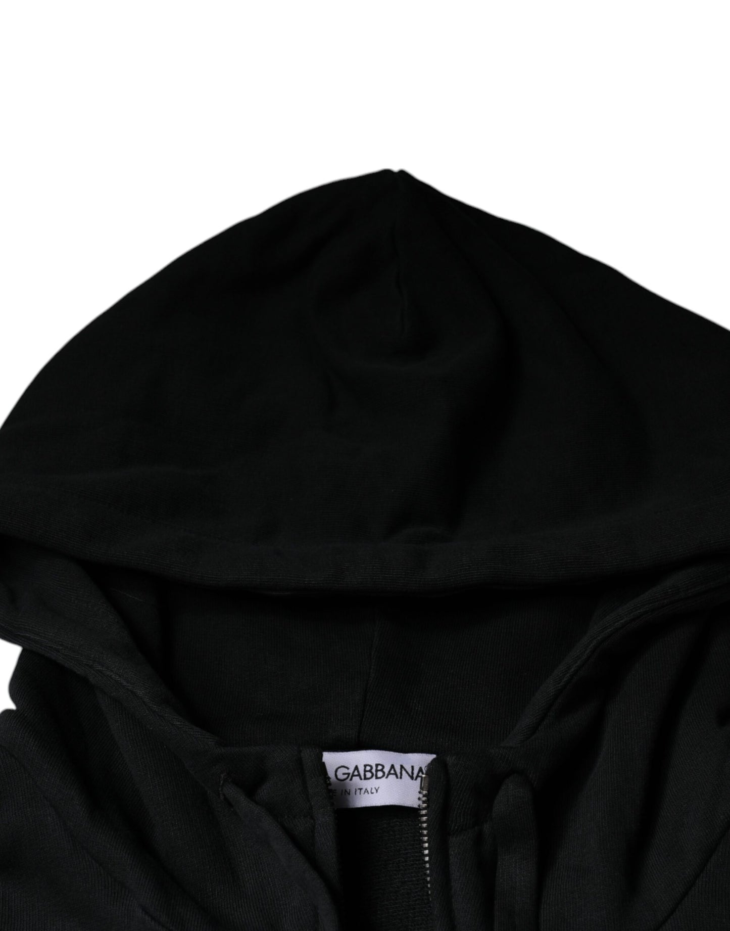 Black Logo Plaque Hooded Full Zip Sweater