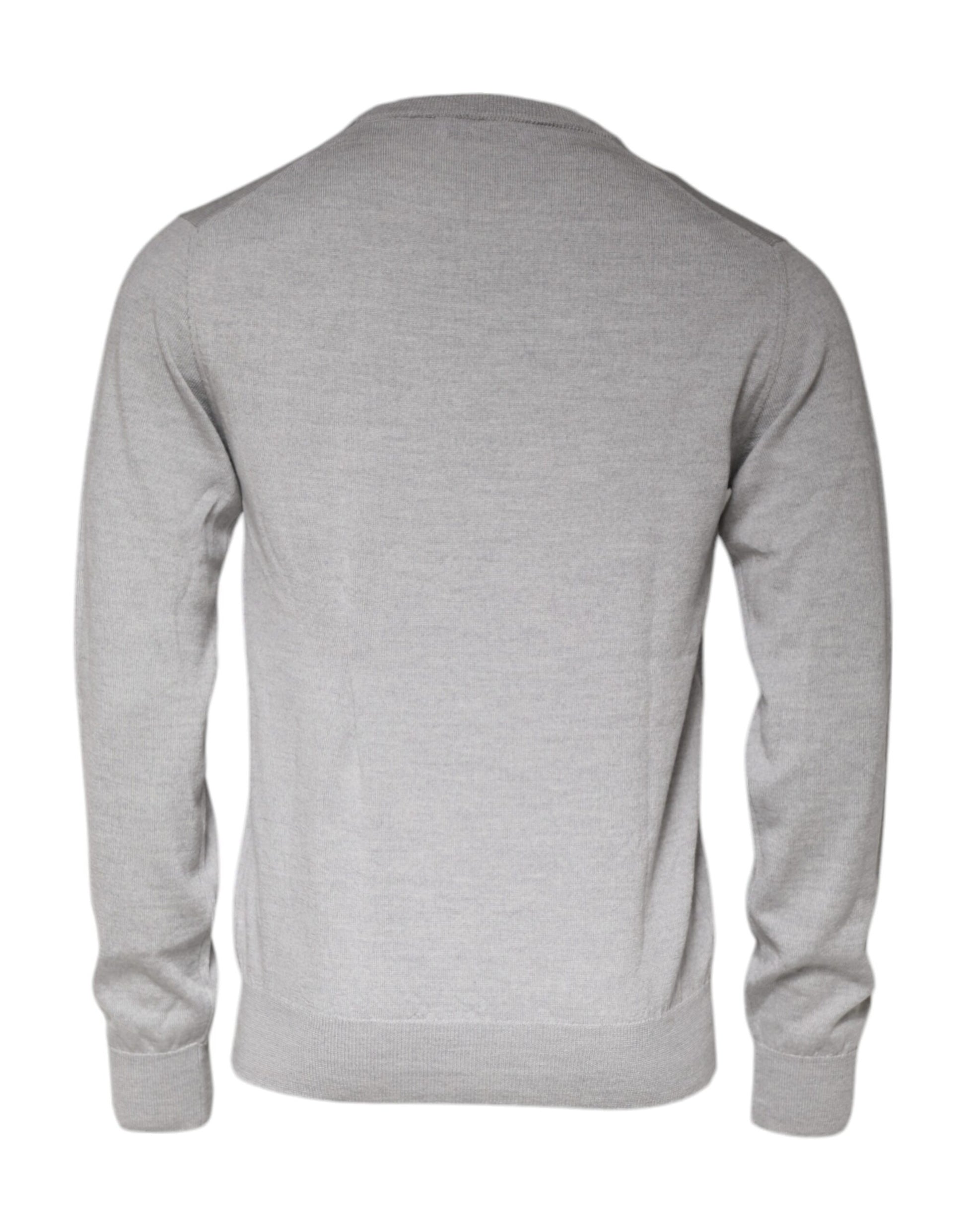 Light Gray Wool Crew Neck Pullover Sweater