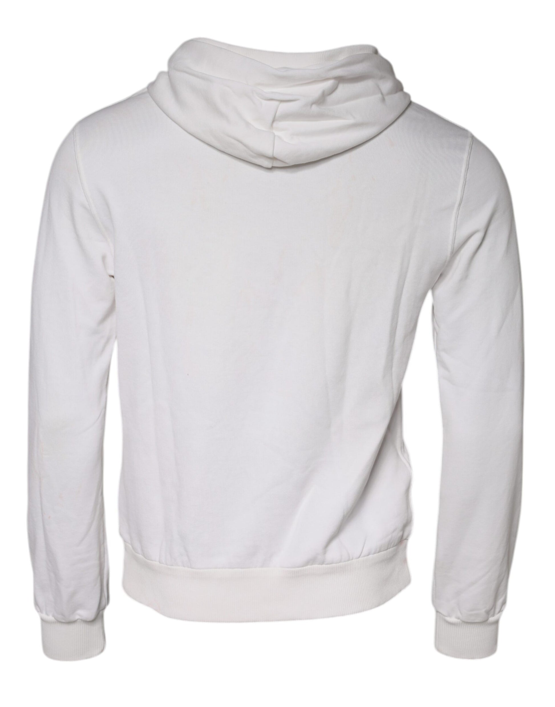 White Caesar Cotton Hooded Pullover Sweater