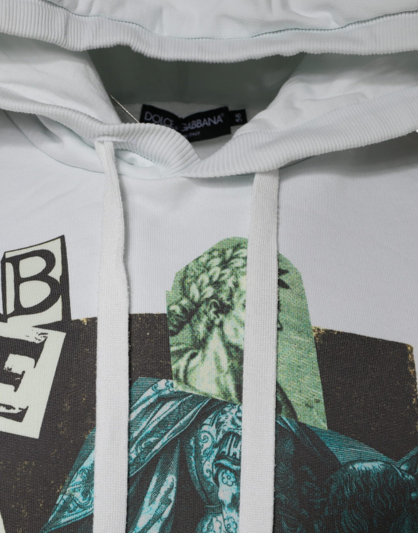 White Caesar Cotton Hooded Pullover Sweater