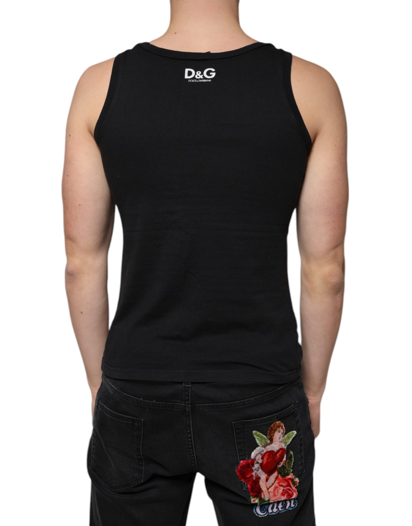 Black Cotton Tank Sleeveless Men T-shirt