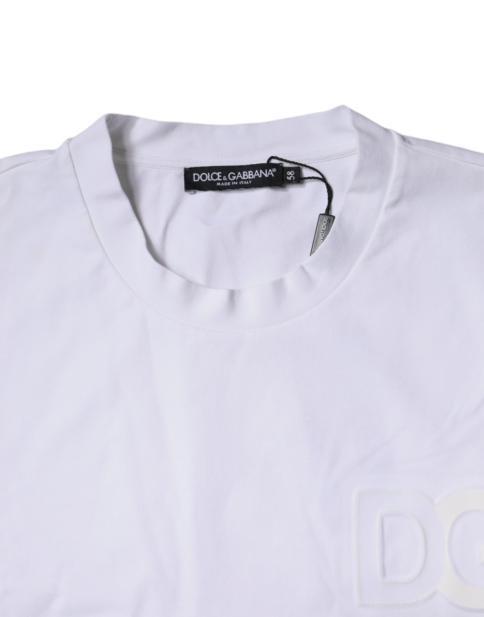 White Embossed Logo Crew Neck T-shirt