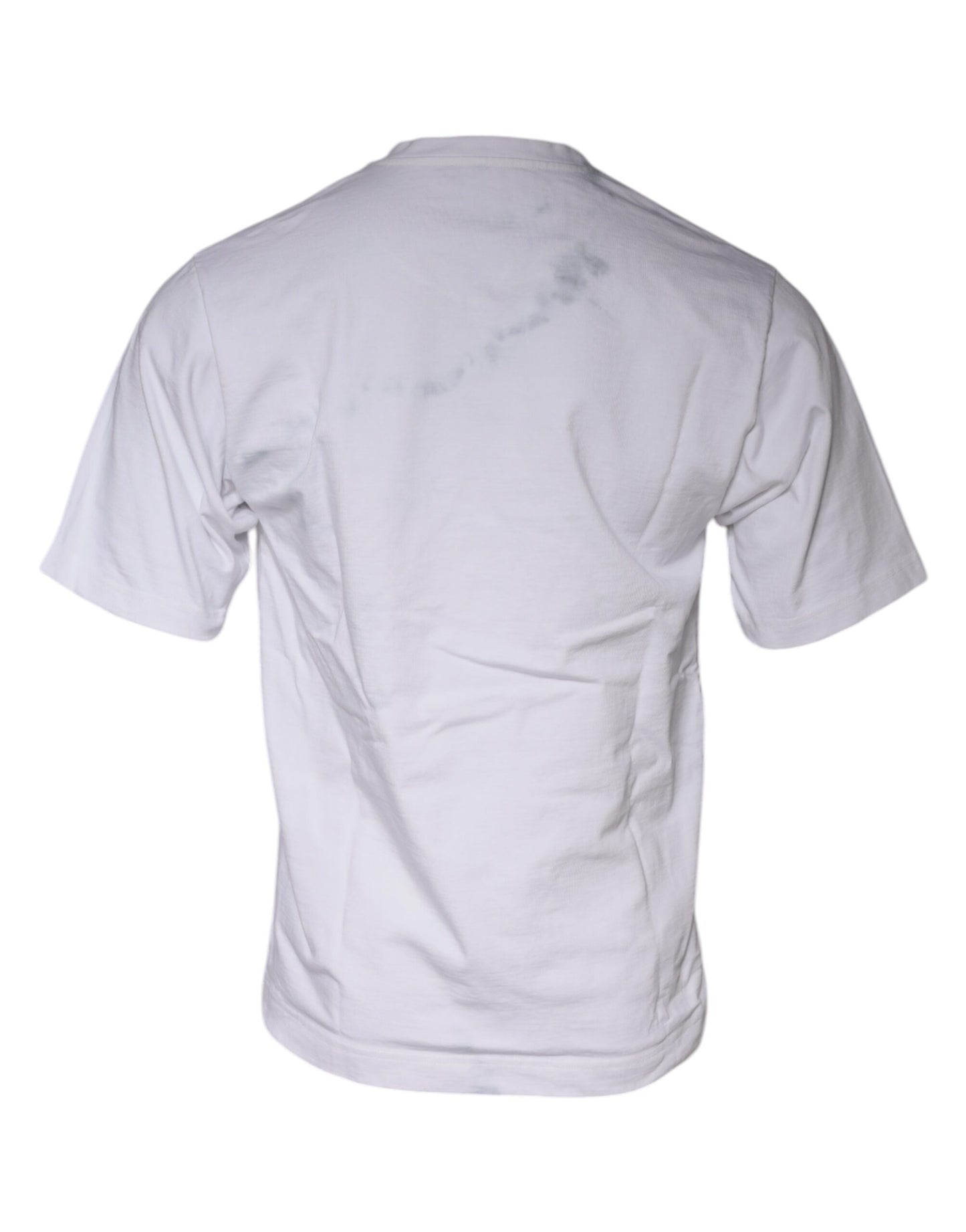 White Logo Print Cotton Crew Neck T-shirt