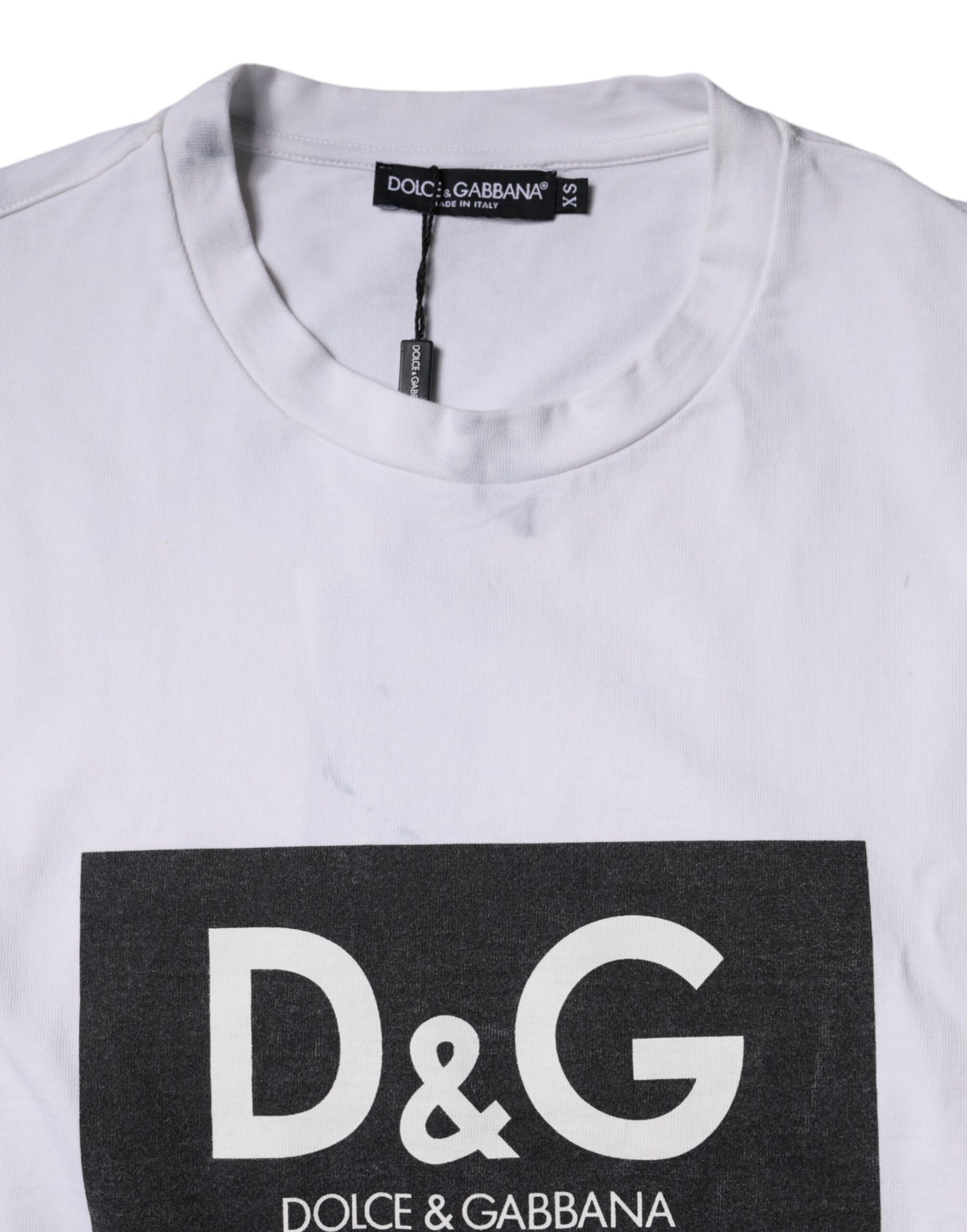 White Logo Print Cotton Crew Neck T-shirt