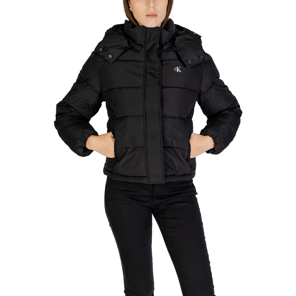 Black Polyester Polyester Jackets & Coat