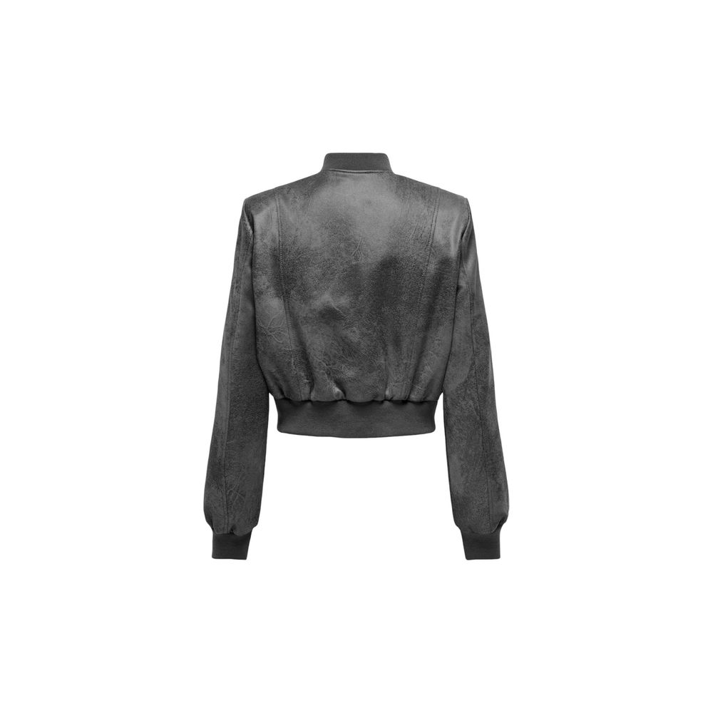 Gray Synthetic Leather Jackets & Coat