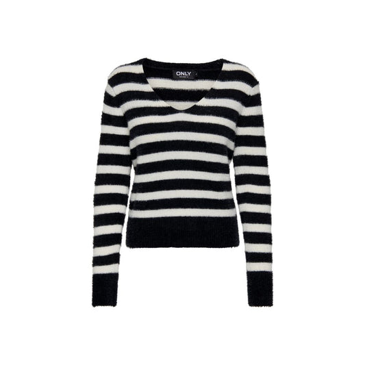 Black And White Polyester Sweater