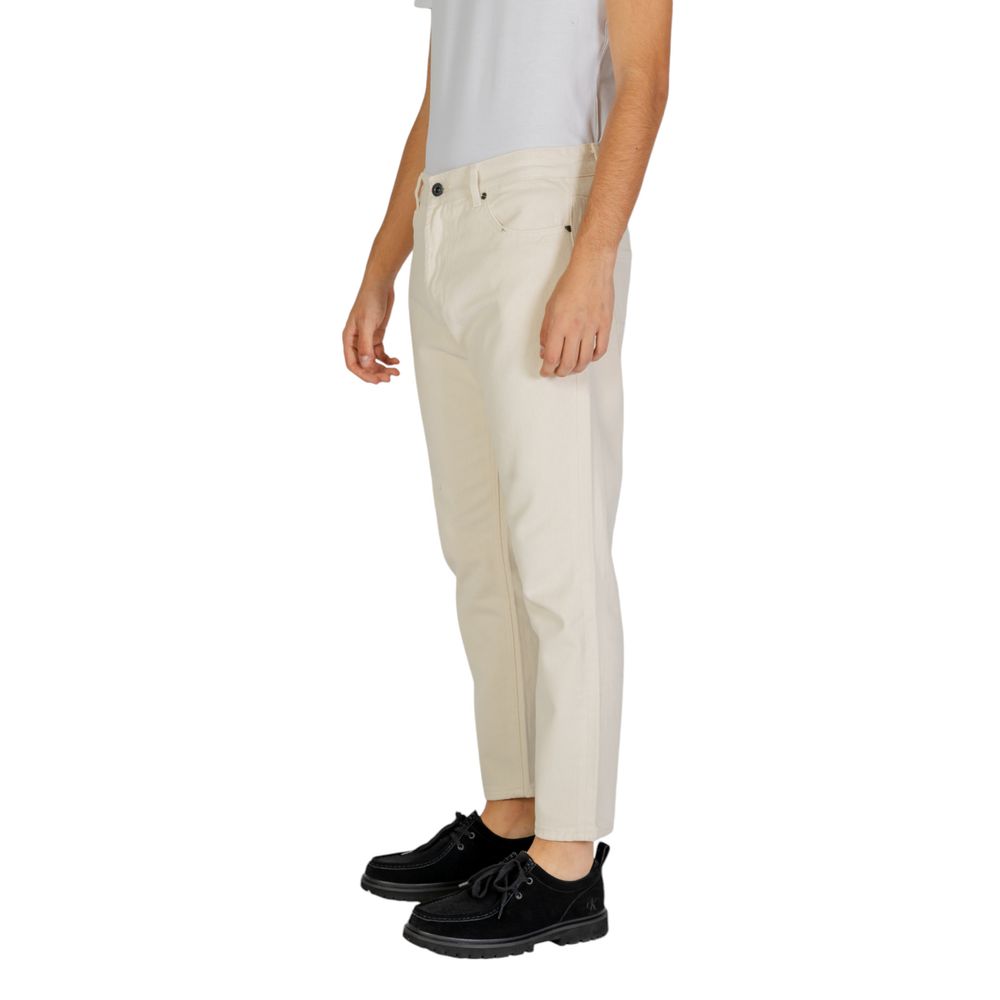 Cream Cotton Jeans & Pant