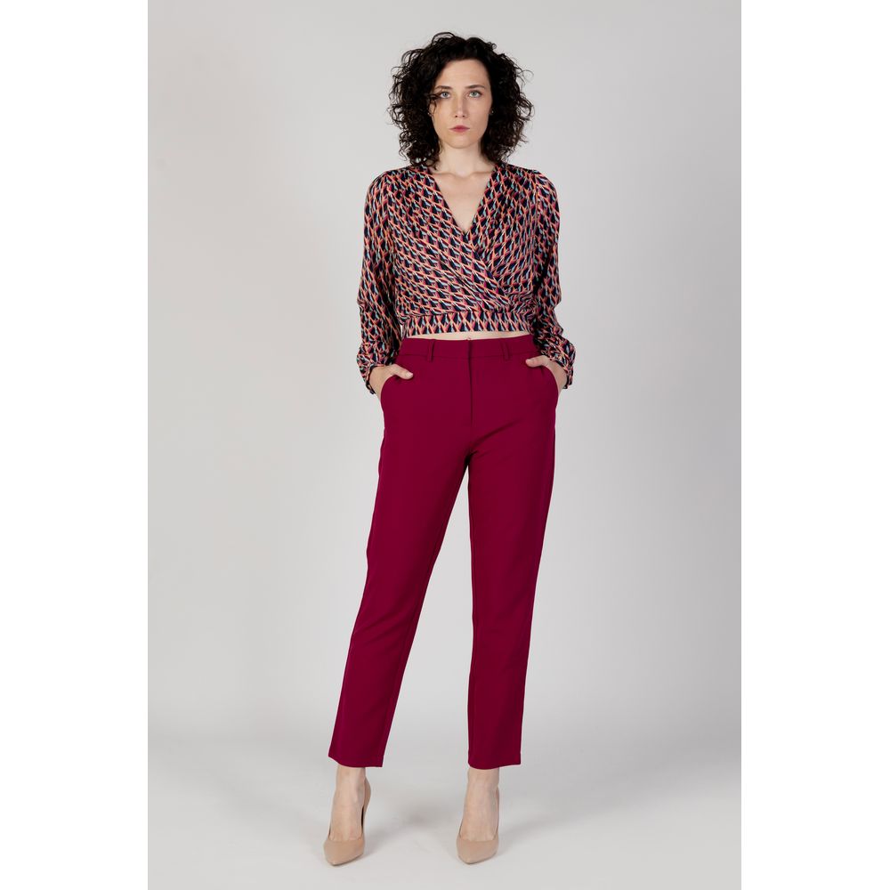 Bordeaux Polyester Jeans & Pant