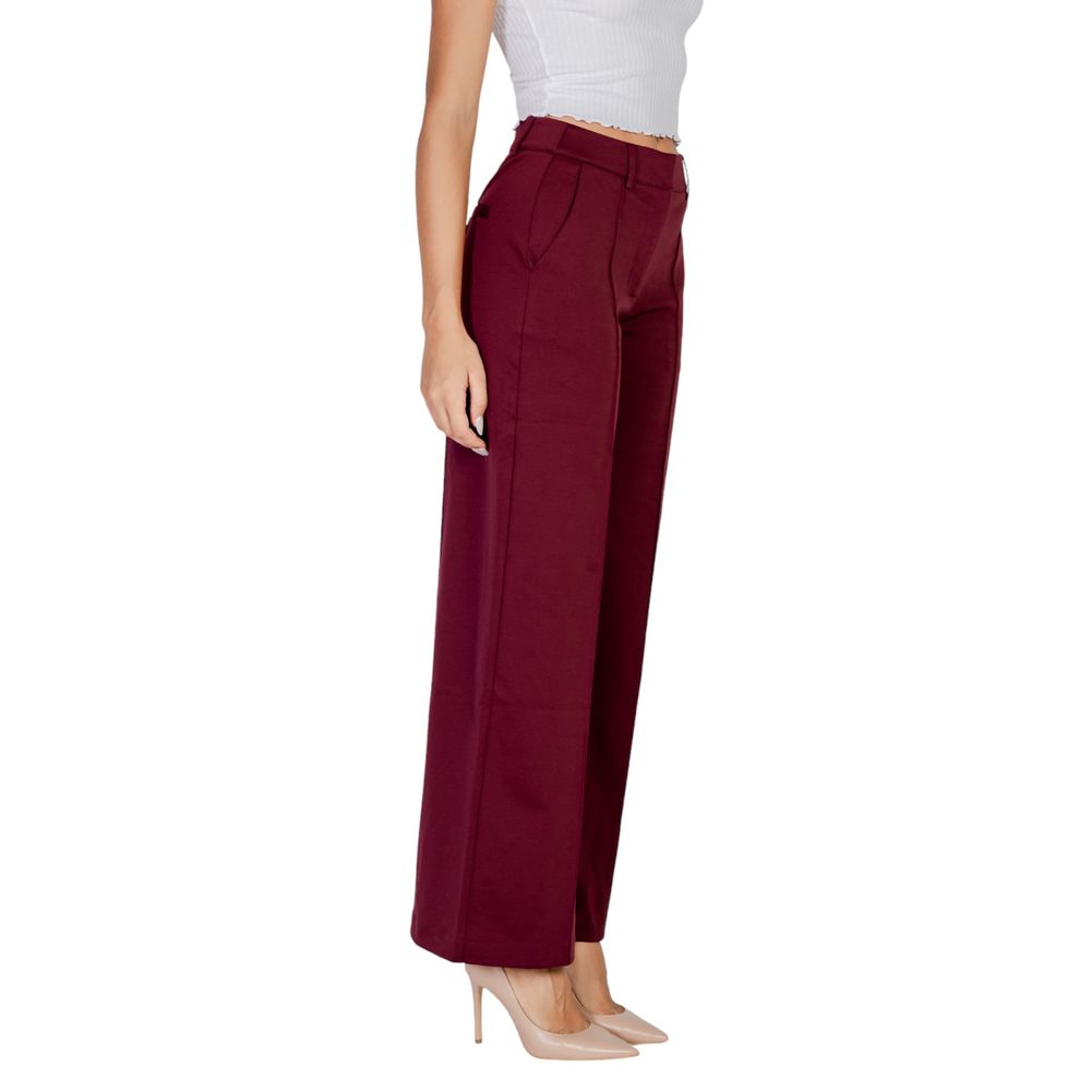 Bordeaux Polyester Jeans & Pant