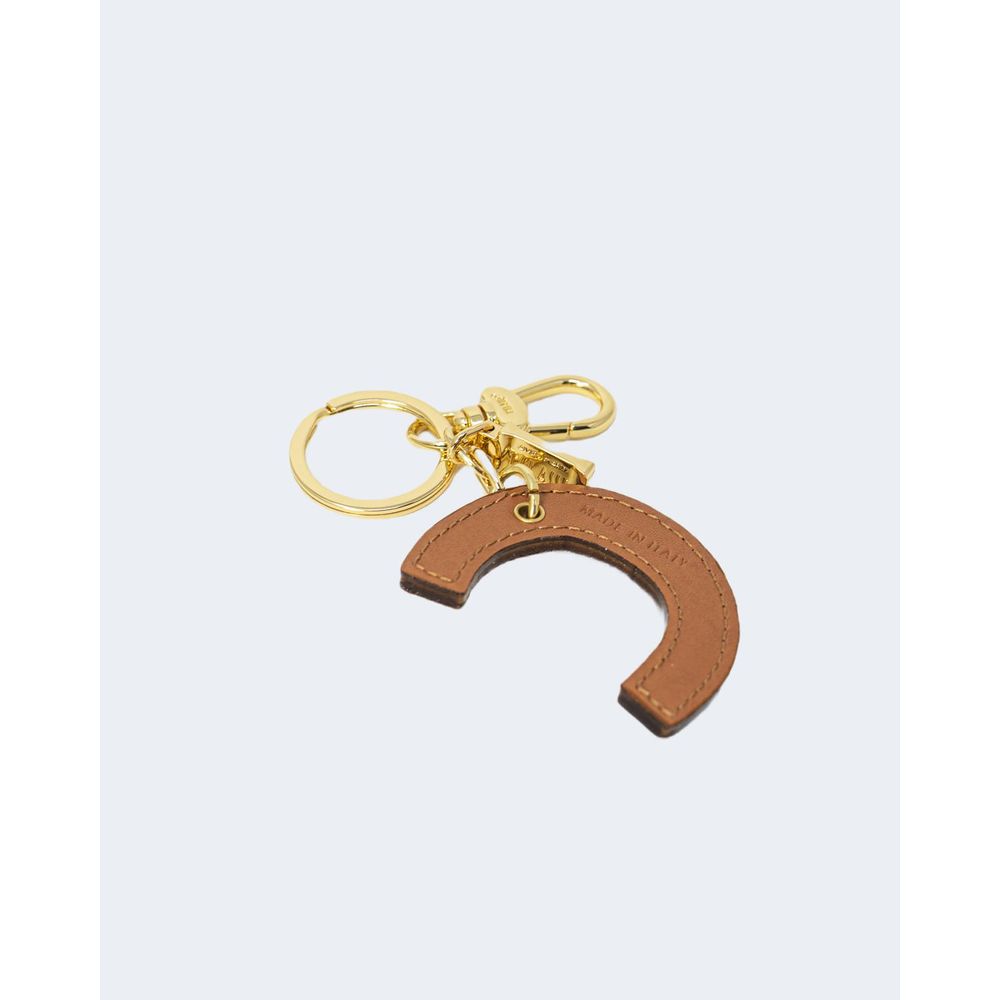 Beige Leather Keychain