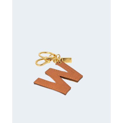 Beige Leather Keychain