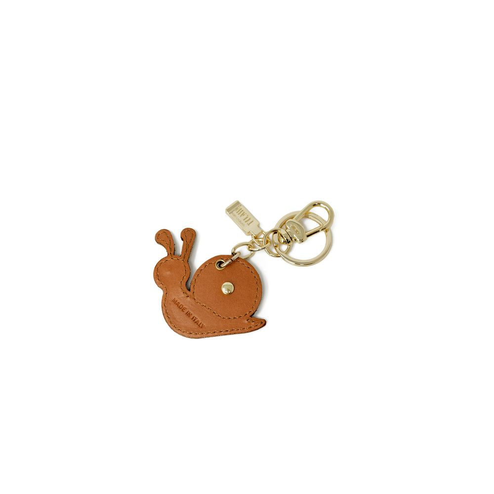 Beige Synthetic Leather Keychain