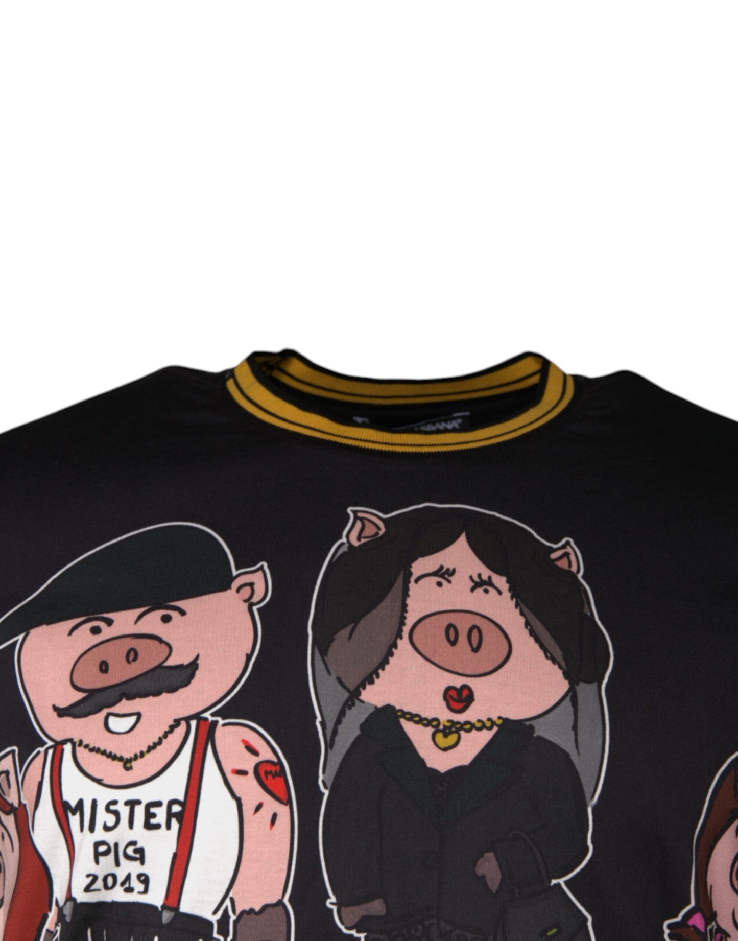 Black Pig Family Cotton Crew Neck T-shirt