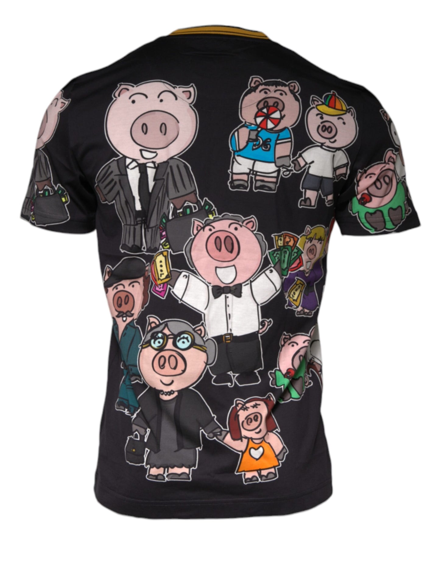 Black Pig Family Cotton Crew Neck T-shirt