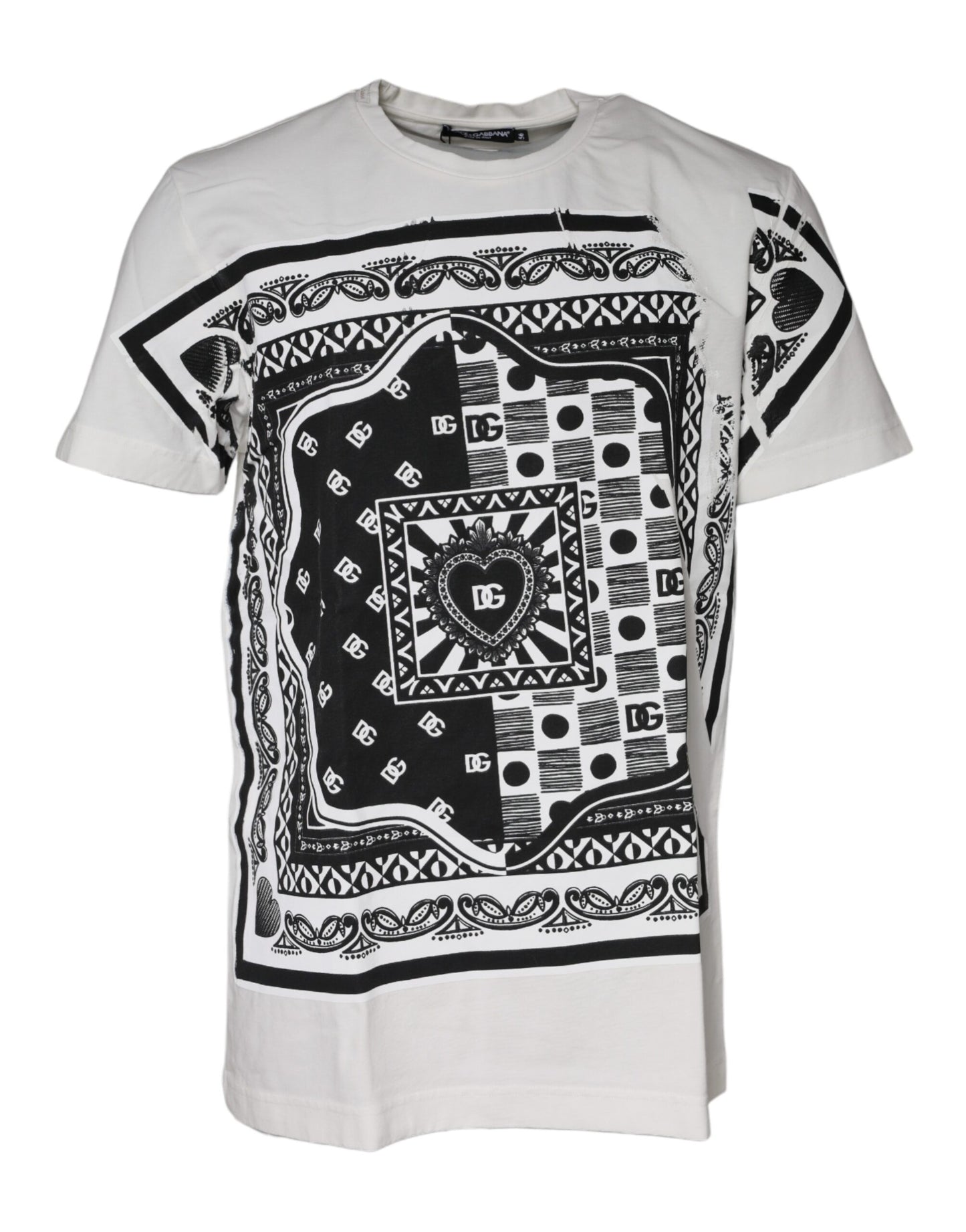 White Bandana Print Cotton Short Sleeves T-shirt