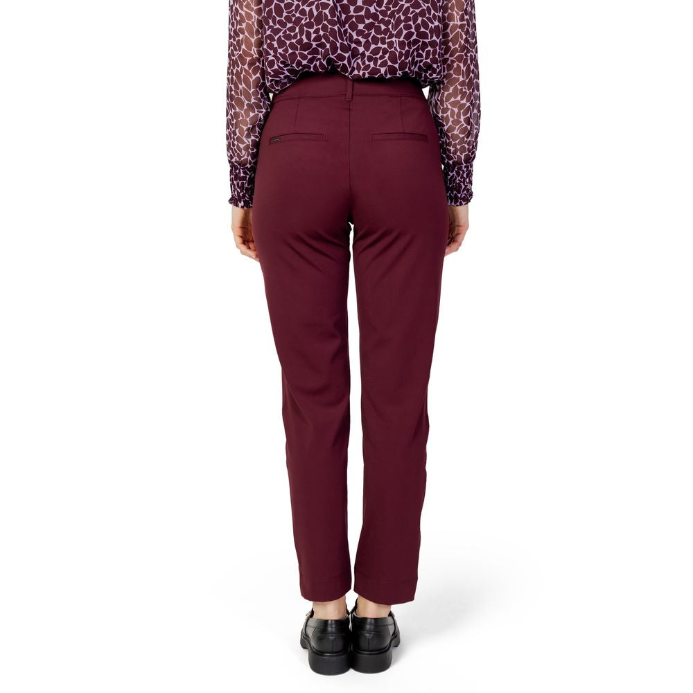 Bordeaux Polyester Jeans & Pant