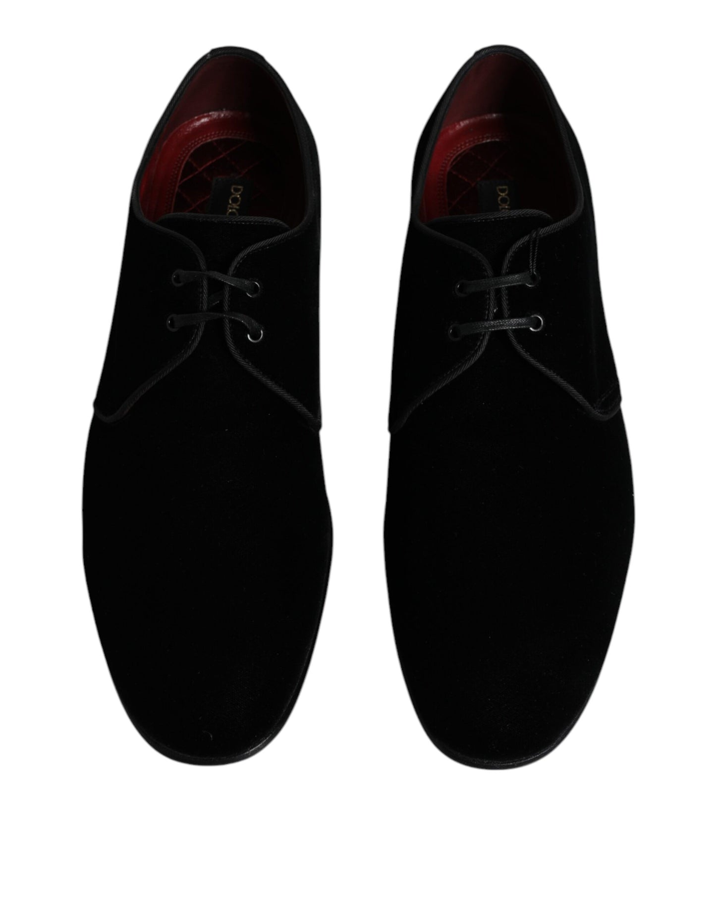 Black Velvet Leather Lace Up Derby Shoes